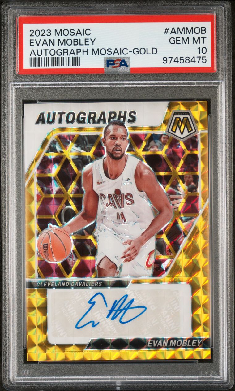 2023 PANINI MOSAIC - EVAN MOBLEY AUTOGRAPH MOSAIC - GOLD /10 PSA 10