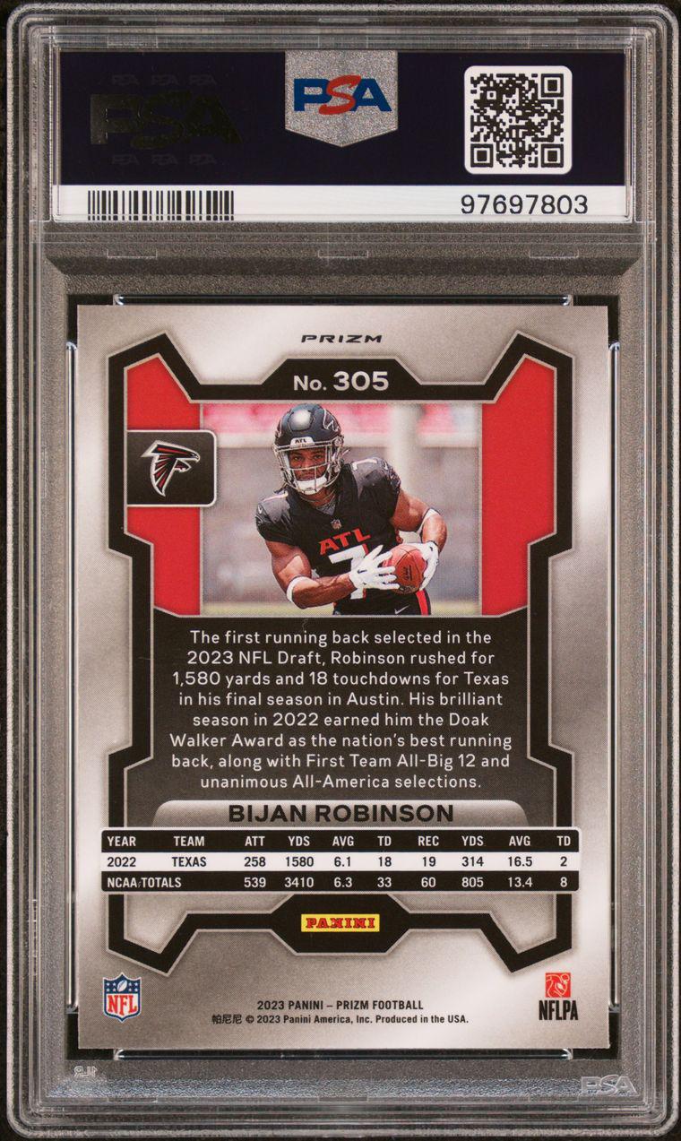 2023 PANINI PRIZM - BIJAN ROBINSON ROOKIE - SSP RED PRIZM PSA 10 *POP 3*