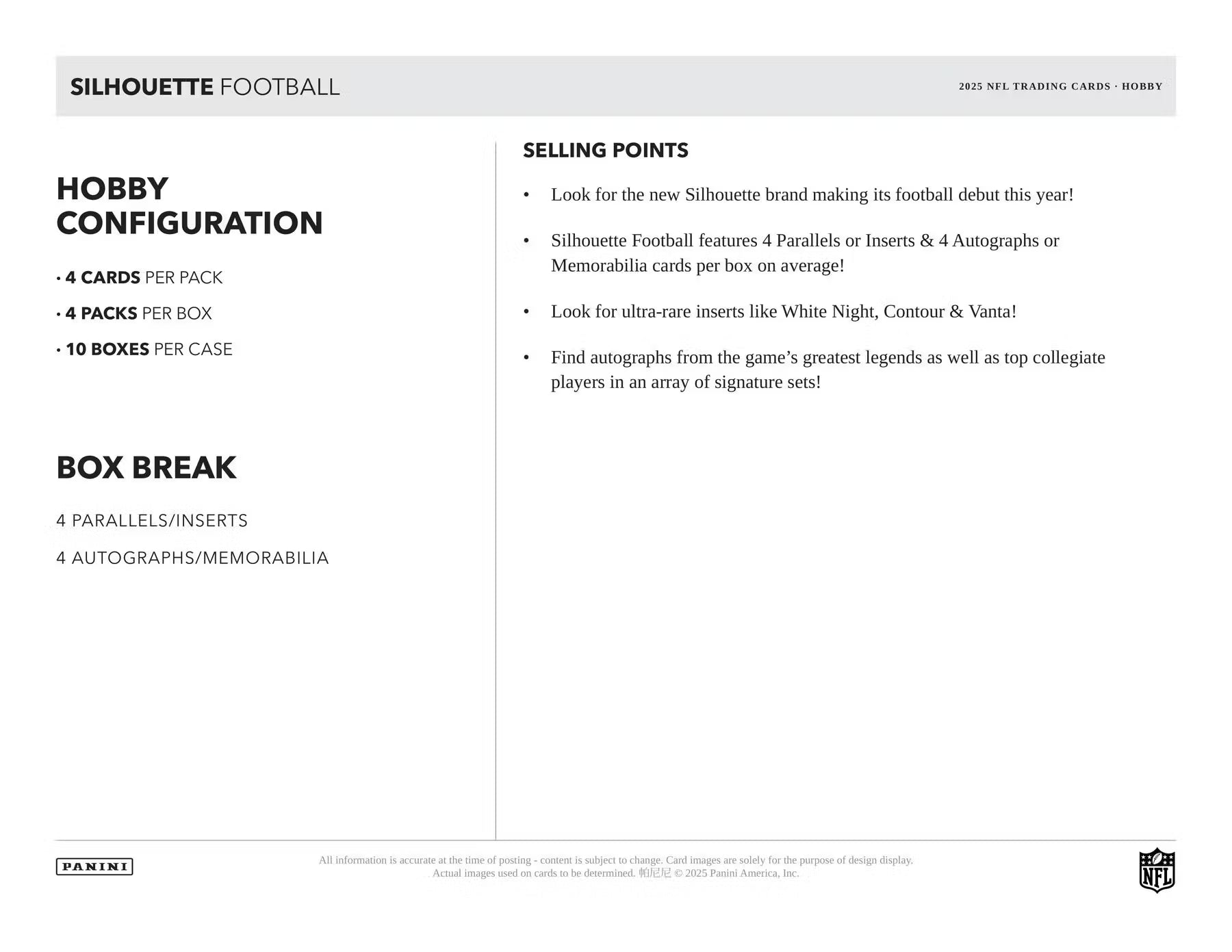 2025 Panini Silhouette Football Hobby Box